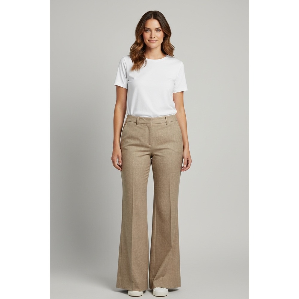 Ann Taylor LOFT Marisa Trouser Tan Khaki Wide Leg Dress Pants Size 4